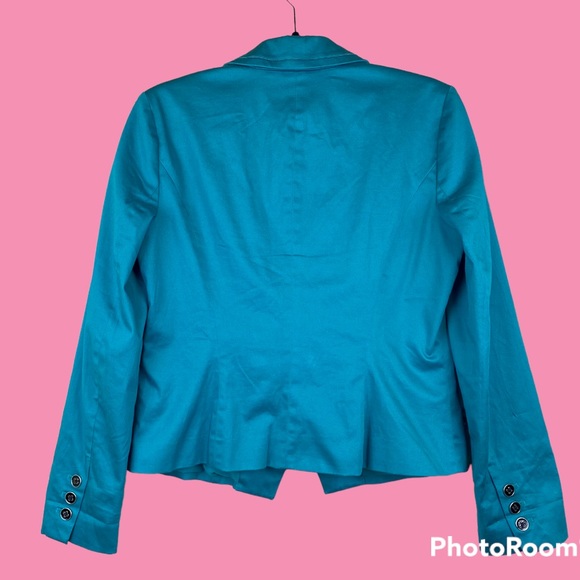 WHBM Turquoise Blue Blazer Button up Size L or 12 - Picture 2 of 8
